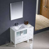 Fresca FVN62-3012WH-UNS Torino 42" White Modern Bathroom Vanity with Side Cabinet & Integrated Sink