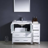 Fresca FVN62-3012WH-UNS Torino 42" White Modern Bathroom Vanity with Side Cabinet & Integrated Sink