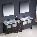 Fresca FVN62-361236ES-UNS Torino 84" Espresso Modern Double Sink Bathroom Vanity with Side Cabinet & Integrated Sinks