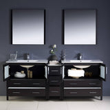 Fresca FVN62-361236ES-UNS Torino 84" Espresso Modern Double Sink Bathroom Vanity with Side Cabinet & Integrated Sinks