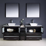Fresca FVN62-361236ES-VSL Torino 84" Espresso Modern Double Sink Bathroom Vanity with Side Cabinet & Vessel Sinks