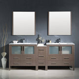 Fresca FVN62-361236GO-UNS Torino 84" Gray Oak Modern Double Sink Bathroom Vanity with Side Cabinet & Integrated Sinks