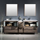 Fresca FVN62-361236GO-UNS Torino 84" Gray Oak Modern Double Sink Bathroom Vanity with Side Cabinet & Integrated Sinks