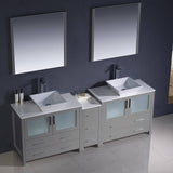 Fresca FVN62-361236GR-VSL Torino 84" Gray Modern Double Sink Bathroom Vanity with Side Cabinet & Vessel Sinks