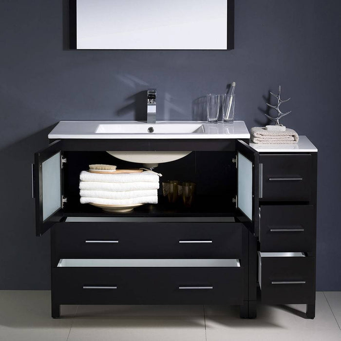 Fresca FVN62-3612ES-UNS Torino 48" Espresso Modern Bathroom Vanity with Side Cabinet & Integrated Sink
