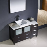 Fresca FVN62-3612ES-VSL Torino 48" Espresso Modern Bathroom Vanity with Side Cabinet & Vessel Sink