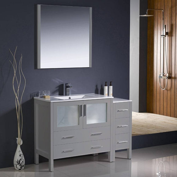 Fresca FVN62-3612GR-UNS Torino 48" Gray Modern Bathroom Vanity with Side Cabinet & Integrated Sink