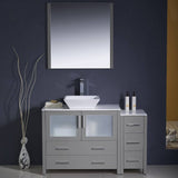 Fresca FVN62-3612GR-VSL Torino 48" Gray Modern Bathroom Vanity with Side Cabinet & Vessel Sink