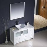 Fresca FVN62-3612WH-VSL Torino 48" White Modern Bathroom Vanity with Side Cabinet & Vessel Sink