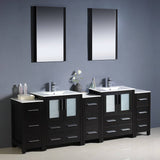 Fresca FVN62-72ES-UNS Torino 84" Espresso Modern Double Sink Bathroom Vanity with 3 Side Cabinets & Integrated Sinks