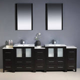 Fresca FVN62-72ES-UNS Torino 84" Espresso Modern Double Sink Bathroom Vanity with 3 Side Cabinets & Integrated Sinks