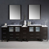 Fresca FVN62-96ES-UNS Torino 96" Espresso Modern Double Sink Bathroom Vanity with 3 Side Cabinets & Integrated Sinks