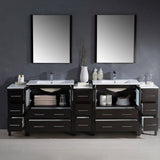 Fresca FVN62-96ES-UNS Torino 96" Espresso Modern Double Sink Bathroom Vanity with 3 Side Cabinets & Integrated Sinks