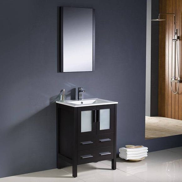 Fresca FVN6224ES-UNS Torino 24" Espresso Modern Bathroom Vanity with Integrated Sink