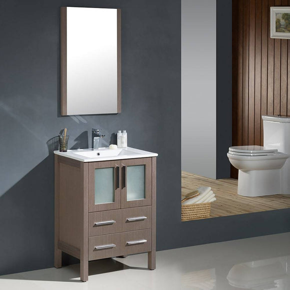 Fresca FVN6224GO-UNS Torino 24" Gray Oak Modern Bathroom Vanity with Integrated Sink