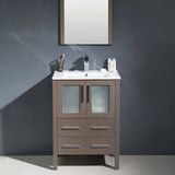 Fresca FVN6224GO-UNS Torino 24" Gray Oak Modern Bathroom Vanity with Integrated Sink