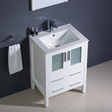Fresca FVN6224WH-UNS Torino 24" White Modern Bathroom Vanity with Integrated Sink