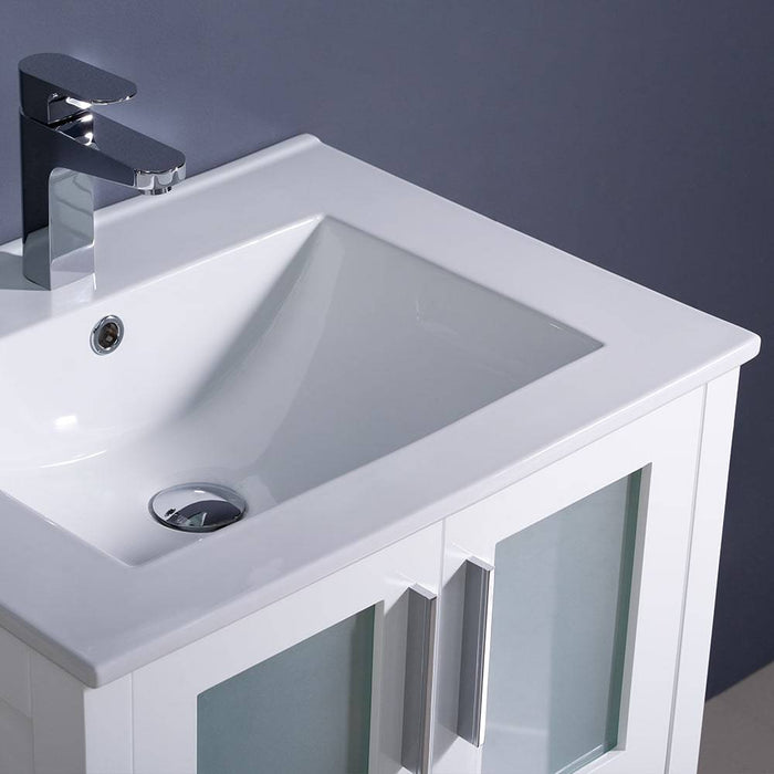 Fresca FVN6224WH-UNS Torino 24" White Modern Bathroom Vanity with Integrated Sink