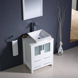 Fresca FVN6224WH-VSL Torino 24" White Modern Bathroom Vanity with Vessel Sink