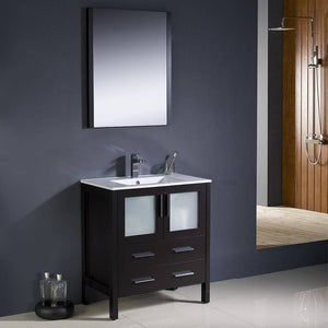 Fresca FVN6230ES-UNS Torino 30" Espresso Modern Bathroom Vanity with Integrated Sink