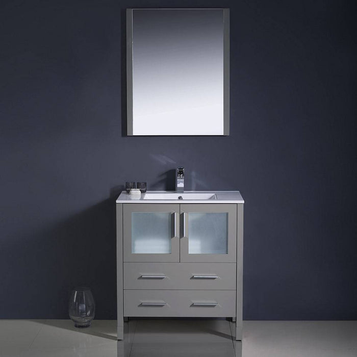 Fresca FVN6230GR-UNS Torino 30" Grey Modern Bathroom Vanity with Integrated Sink
