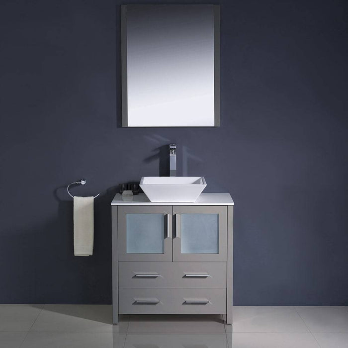 Fresca FVN6230GR-VSL Torino 30" Grey Modern Bathroom Vanity with Vessel Sink