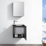 Fresca FVN8003BW Valencia 20" Black Wall Hung Modern Bathroom Vanity with Medicine Cabinet