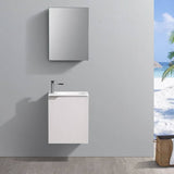 Fresca FVN8003WH Valencia 20" Glossy White Wall Hung Modern Bathroom Vanity with Medicine Cabinet