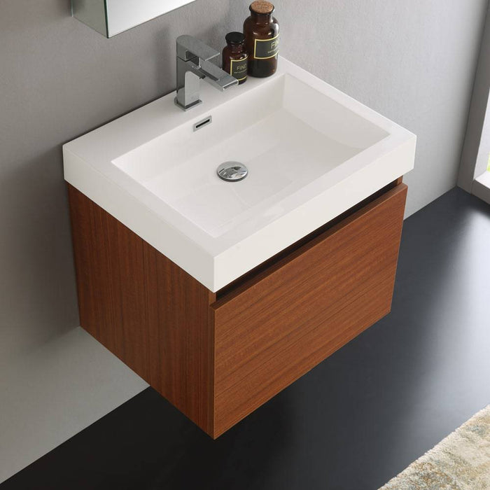 Fresca FVN8006TK Nano 24" Teak Modern Bathroom Vanity with Medicine Cabinet