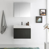 Fresca FVN8007BW Mezzo 30" Black Wall Hung Modern Bathroom Vanity with Medicine Cabinet