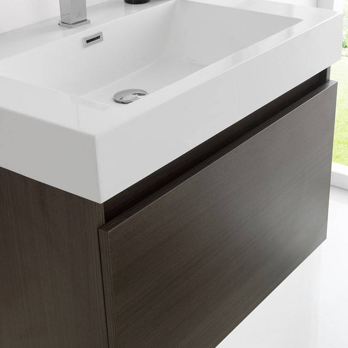 Fresca FVN8007GO Mezzo 30" Gray Oak Wall Hung Modern Bathroom Vanity with Medicine Cabinet