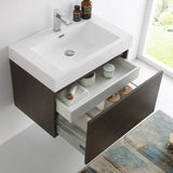 Fresca FVN8007GO Mezzo 30" Gray Oak Wall Hung Modern Bathroom Vanity with Medicine Cabinet