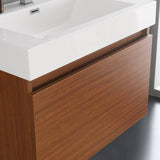 Fresca FVN8007TK Mezzo 30" Teak Wall Hung Modern Bathroom Vanity with Medicine Cabinet