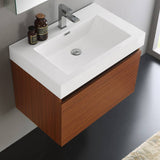 Fresca FVN8007TK Mezzo 30" Teak Wall Hung Modern Bathroom Vanity with Medicine Cabinet