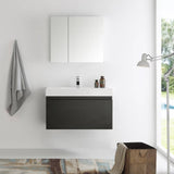 Fresca FVN8008BW Mezzo 36" Black Wall Hung Modern Bathroom Vanity with Medicine Cabinet