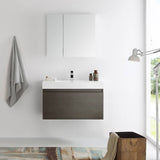 Fresca FVN8008GO Mezzo 36" Gray Oak Wall Hung Modern Bathroom Vanity with Medicine Cabinet