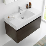 Fresca FVN8008GO Mezzo 36" Gray Oak Wall Hung Modern Bathroom Vanity with Medicine Cabinet