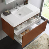 Fresca FVN8008TK Mezzo 36" Teak Wall Hung Modern Bathroom Vanity with Medicine Cabinet