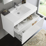 Fresca FVN8008WH Mezzo 36" White Wall Hung Modern Bathroom Vanity with Medicine Cabinet