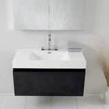 Fresca FVN8010BW Mezzo 39" Black Modern Bathroom Vanity with Medicine Cabinet