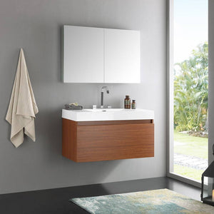 Fresca FVN8010TK Mezzo 39" Teak Modern Bathroom Vanity with Medicine Cabinet