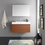 Fresca FVN8010TK Mezzo 39" Teak Modern Bathroom Vanity with Medicine Cabinet