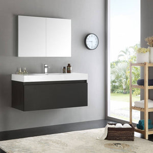 Fresca FVN8011BW Mezzo 48" Black Wall Hung Modern Bathroom Vanity with Medicine Cabinet