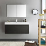 Fresca FVN8011BW Mezzo 48" Black Wall Hung Modern Bathroom Vanity with Medicine Cabinet