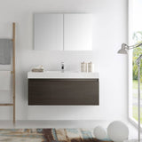 Fresca FVN8011GO Mezzo 48" Gray Oak Wall Hung Modern Bathroom Vanity with Medicine Cabinet