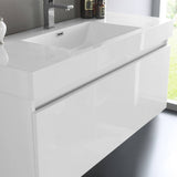 Fresca FVN8011WH Mezzo 48" White Wall Hung Modern Bathroom Vanity with Medicine Cabinet