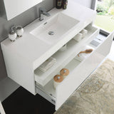 Fresca FVN8011WH Mezzo 48" White Wall Hung Modern Bathroom Vanity with Medicine Cabinet