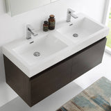 Fresca FVN8012GO Mezzo 48" Gray Oak Wall Hung Double Sink Modern Bathroom Vanity with Medicine Cabinet