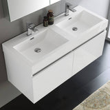 Fresca FVN8012WH Mezzo 48" White Wall Hung Double Sink Modern Bathroom Vanity with Medicine Cabinet