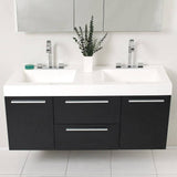 Fresca FVN8013BW Opulento 54" Black Modern Double Sink Bathroom Vanity with Medicine Cabinet